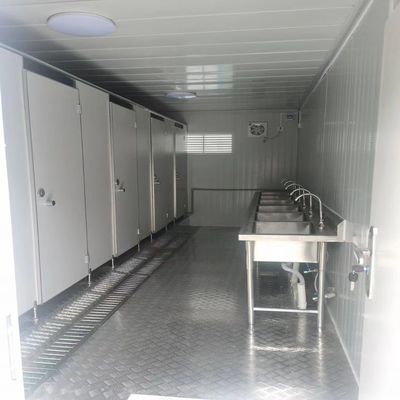 사전 제작 된 야외 욕실 휴대용 컨테이너 화장실 20ft 공용 화장실 샌드위치 패널과 함께 싱글 룸 강철 프레임