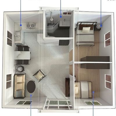 20Ft 준비 2 침실 휴대용 사전 제조 확장 가능한 컨테이너 하우스 사무실 건물 구조와 효율성