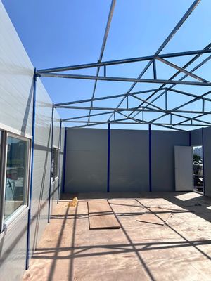 블루 화이트 스틸 구조 워크샵 창고 건설 사무실 20ft 40ft 전조 주택 현대 사무실 건물